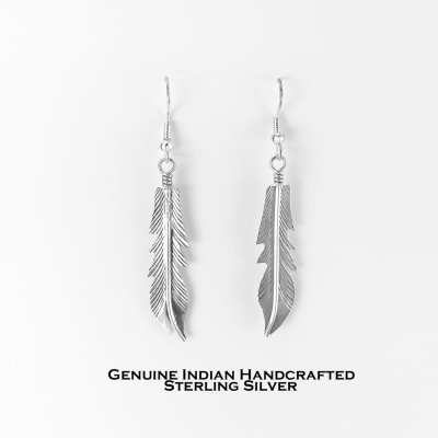 画像1: インディアンジュエリー ナバホ族 925 シルバーフェザー ピアス/Native American Navajo Sterling Silver Feather Earrings