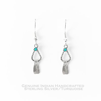 画像1: インディアンジュエリー ナバホ族 スターリングシルバー ターコイズ ピアス/Native American Navajo Sterling Silver Turquoise Earrings