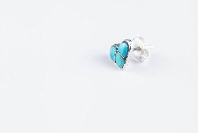 画像2: ズニ インディアン ハンドメイド ターコイズ・スターリングシルバー ハート ピアス/Zuni Turquoise Sterling Silver Earrings Heart