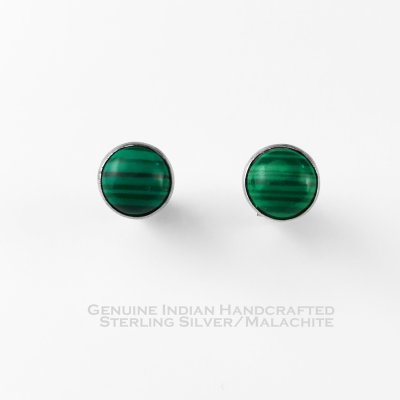 画像1: ネイテイブアメリカン ズニ族  ピアス スターリングシルバー マラカイト /Native American Zuni Sterling Silver Malachite Earrings