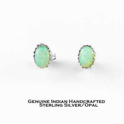 画像1: インディアンジュエリー アメリカ ズニ族  スターリングシルバー オパール ピアス/Native American Zuni Sterling Silver Opal Earrings