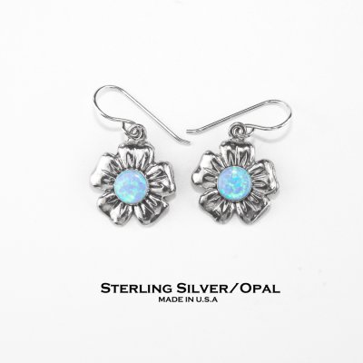 画像1: アメリカンジュエリー オパール スターリングシルバー フラワー ピアス/Sterling Silver Opal Floral Earrings