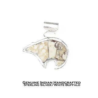 ネイティブアメリカン ナバホ族 ハンドメイド ホワイトバッファロー スターリングシルバー ペンダント トップ/Native American Navajo  White Buffalo Sterling Silver Pendant ペンダント・ネックレス・ブローチ・ターコイズ石・ジュエリーパーツ