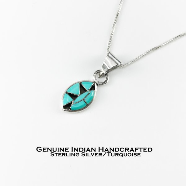 ズニ族作 インディアンジュエリー スターリングシルバー ターコイズ ペンダント トップ/Zuni Handmade Sterling Silver  Turquoise Pendant ペンダント・ネックレス・ブローチ・ターコイズ石・ジュエリーパーツ