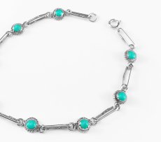 画像2: インディアンジュエリー アメリカ ズニ族 スターリングシルバー ターコイズ ブレスレット 18cm/Native American Zuni Handmade Sterling Silver Turquoise Bracelet (2)