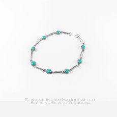 画像1: インディアンジュエリー アメリカ ズニ族 スターリングシルバー ターコイズ ブレスレット 18cm/Native American Zuni Handmade Sterling Silver Turquoise Bracelet (1)