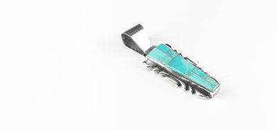 画像2: インディアンジュエリー ナバホ族作 ターコイズ スターリングシルバー ペンダント トップ/Native American Navajo Turquoise Sterling Silver Pendant