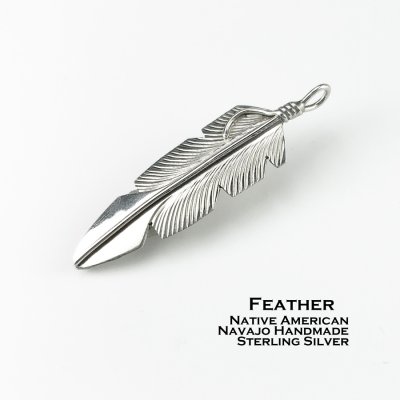 画像1: インディアンジュエリー ナバホ族作 スターリングシルバー フェザー ペンダント トップ/Native American Navajo Sterling Silver Pendant