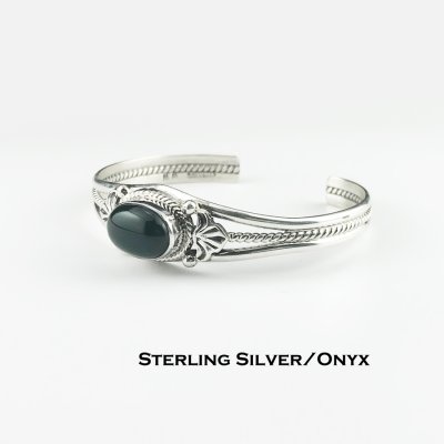 画像1: アメリカン ジュエリー オニキス スターリングシルバー ブレスレット/Onyx Sterling Silver Bracelet