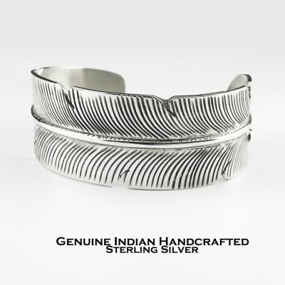 インディアンジュエリー アメリカ ナバホ族 Darlene Begay スターリングシルバー ハンドメイド フェザー ブレスレット/Navajo  925 Silver Feather Bracelet ブレスレット・マネークリップ・リング・ライター