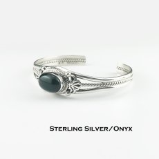 画像1: アメリカン ジュエリー オニキス スターリングシルバー ブレスレット/Onyx Sterling Silver Bracelet (1)