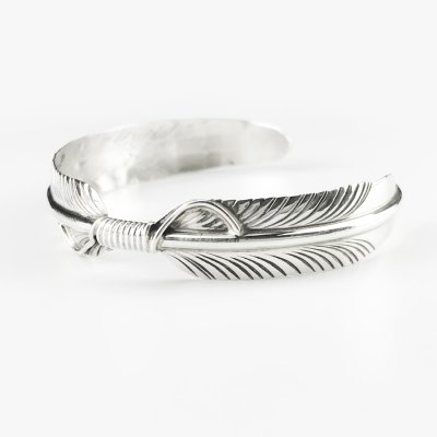 画像2: ナバホ族 ヴィヴィアンジョーンズ作 フェザー ブレスレット/Native American Navajo Vivian Jones Sterling Silver Feather Bracelet 