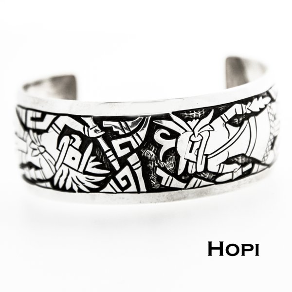 アメリカインディアン ホピ族 スターリングシルバー オーバーレイ ハンドメイド ブレスレット/Hopi Adrian Sanchez Sterling  Silver Overlay Bracelet ブレスレット・マネークリップ・リング・ライター