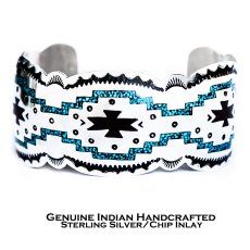 画像1: ナバホ レイモンド ビゲイ スターリングシルバー チップインレイ ハンドメイド ブレスレット/Navajo Raymond Begay Sterling Silver Chip  Inlay Bracelet (1)