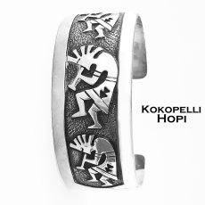 画像3: ホピ オーバーレイ ブレスレット ココペリ/Hopi 925 Silver Kokopelli Bracelet  (3)