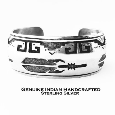 画像1: ナバホ ハンドメイド スターリングシルバー フェザー ブレスレット/Native American Navajo Sterling Silver Feather Bracelet