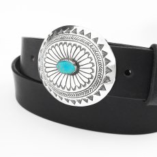 画像3: キングマン ターコイズ&スターリングシルバー ナバホ ハンドメイド ベルト バックル/Native American Navajo Sterling Silver Kingman Turquoise Belt Buckle (3)