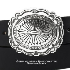 画像1: ナバホ族 カールソンブラックゴート作 ハンドメイド スターリング シルバー ベルト バックル/Navajo Carson Blackgoat Handmade Sterling Silver Belt Buckle (1)