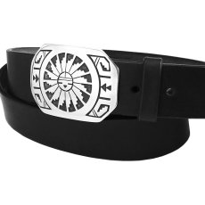 画像3: インディアン ホピ族 サンフェイス オーバーレイ シルバー バックル /Hipi Sterling Silver Sun Face Belt Buckle (3)