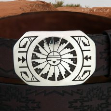 画像5: インディアン ホピ族 サンフェイス オーバーレイ シルバー バックル /Hipi Sterling Silver Sun Face Belt Buckle (5)