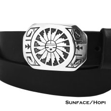 画像2: インディアン ホピ族 サンフェイス オーバーレイ シルバー バックル /Hipi Sterling Silver Sun Face Belt Buckle (2)