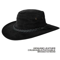 画像2: クラッシャブル・パッカブル レザー ハット（ブラック）/Crushable-Packable Leather Hat(Black) (2)