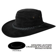 画像1: クラッシャブル・パッカブル レザー ハット（ブラック）/Crushable-Packable Leather Hat(Black) (1)