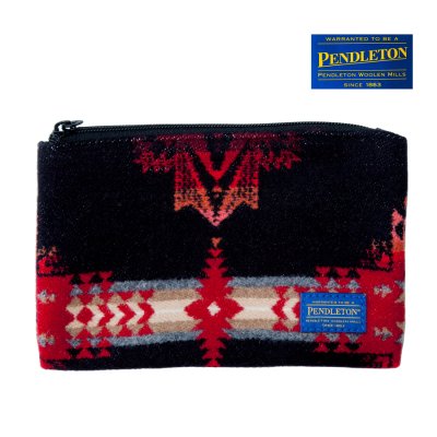 画像1: ペンドルトン ポーチ キーパー 小物入れ ナイロンライニング（ブラック・レッド）20cmx13cm/Pendleton Small Pouch(Black/Red)