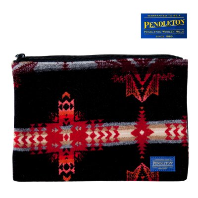 画像1: ペンドルトン ポーチ キーパー 小物入れ ナイロンライニング（ブラック・レッド）24cmx17cm/Pendleton Small Pouch(Black/Red)