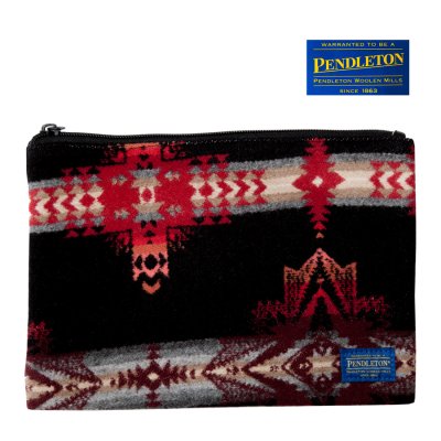 画像1: ペンドルトン ポーチ キーパー 小物入れ ナイロンライニング（ブラック・レッド）24cmx17cm/Pendleton Small Pouch(Black/Red)