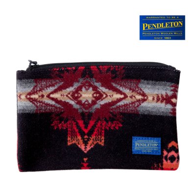 画像1: ペンドルトン ポーチ キーパー 小物入れ ナイロンライニング（ブラック・レッド）20cmx13cm/Pendleton Small Pouch(Black/Red)