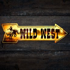 画像1: アメリカ ワイルド ウエスト メタルサイン ティンサイン/WILD WEST Metal Sign (1)