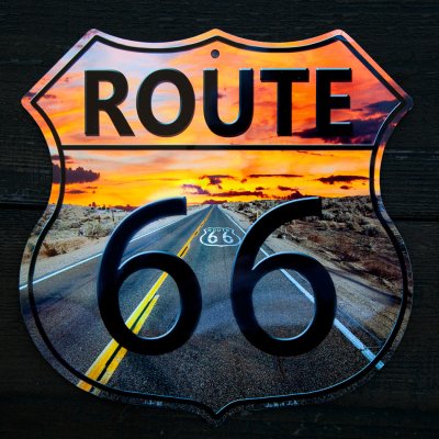 画像1: ルート66 サンセット ハイウエー アメリカ製 ティンサイン メタルサイン 看板/Route 66 Sunset Highway Metal Sign 