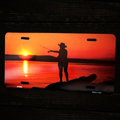 画像1: サンセット フィッシング ライセンスプレート ナンバープレート/Sunset Fishing Metal License Plate