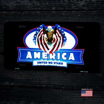 画像1: アメリカ 星条旗 アメリカンイーグル アメリカ製 メタル ライセンスプレート ナンバープレート/AMERICA UNITED WE STAND Metal License Plate