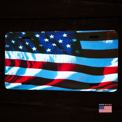 画像1: アメリカンフラッグ 星条旗 ライセンスプレート ナンバープレート/American Flag Metal License Plate