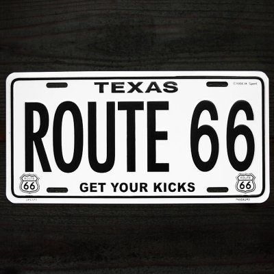 画像1: ルート66 ライセンスプレート テキサス/Texas Route 66 Metal License Plate