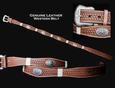 画像2: ノコナ スターコンチョ ウエスタン レザー ベルト（ブラウン）/Nocona Western Leather Belt(Brown) (2)