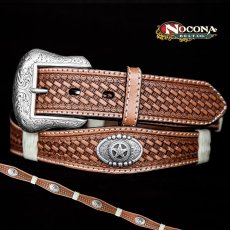 画像1: ノコナ スターコンチョ ウエスタン レザー ベルト（ブラウン）/Nocona Western Leather Belt(Brown) (1)