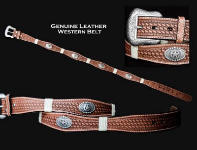 画像2: ノコナ スターコンチョ ウエスタン レザー ベルト（ブラウン）/Nocona Western Leather Belt(Brown)