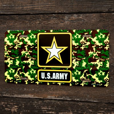 画像1: U.S アーミー スター カモ ライセンスプレート ナンバープレート/U.S.ARMY United States Army Star Metal License Plate