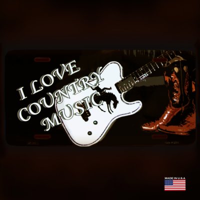 画像1: カントリーミュージック ライセンスプレート ナンバープレート/I LOVE COUNTRY MUSIC Metal License Plate