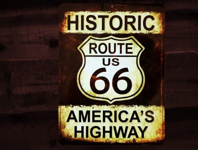 画像1: ヒストリック ルート66 アメリカ ハイウェイ ティンサイン メタルサイン 看板/HISTORIC ROUTE US 66 AMERICA'S HIGHWAY Metal Sign