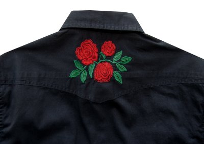 画像3: スナップフロント ウエスタンシャツ（ブラック・レッドローズ刺繍）/Desperado Long Sleeve Western Shirt(Black/Red Rose)