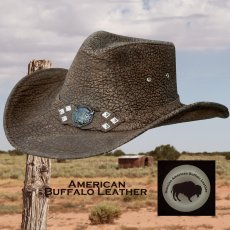 画像1: アメリカン バッファロー レザー バッファロー コンチョ カウボーイハット（ブラウン）/Bullhide Genuine American Buffalo Leather Western Hat(Chocolate) (1)