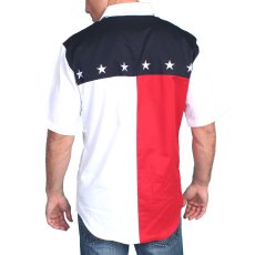 画像2: スカリー USA アメリカ国旗 星条旗 刺繍 シャツ（メンズ 半袖）/Scully Short Sleeve Western Shirt(Patriot  Red/WHite/Blue)  (2)