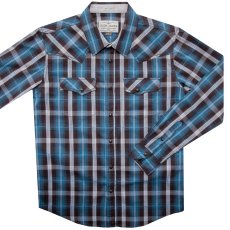 画像1: ウエスタンシャツ ブルー プラッド（長袖）S/Long Sleeve Snap Western Shirt(Blue Plaid) (1)