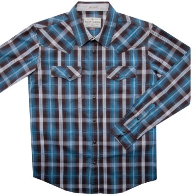 画像1: ウエスタンシャツ ブルー プラッド（長袖）S/Long Sleeve Snap Western Shirt(Blue Plaid)