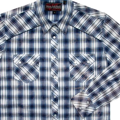 画像2: ロックンロール カウボーイ ウエスタンシャツ ブルー・ホワイト（長袖）M（身幅56cm）/Panhandle Slim Long Sleeve Western Shirt(Blue)