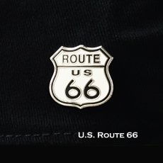 画像1: ルート66  ピンバッジ ホワイト・ブラック/Pin Route 66 (1)